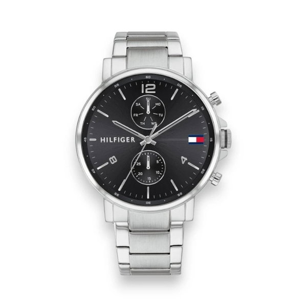 Zegarek męski Tommy Hilfiger Daniel 1710413 | Srebrny z czarną tarczą
